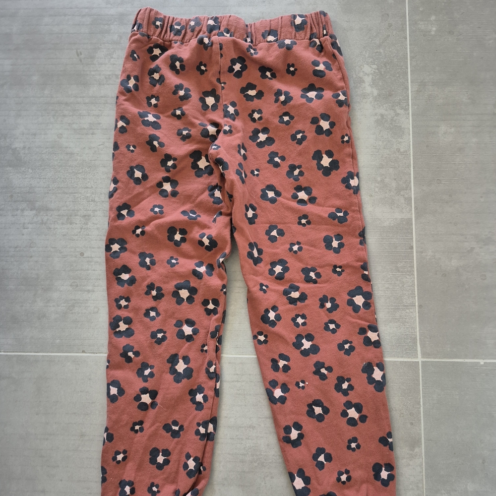 Carter's Girls Sz 7 Sweatpants Black & Pink Floral Leopard Jogger 100% Cotton - Picture 4 of 4